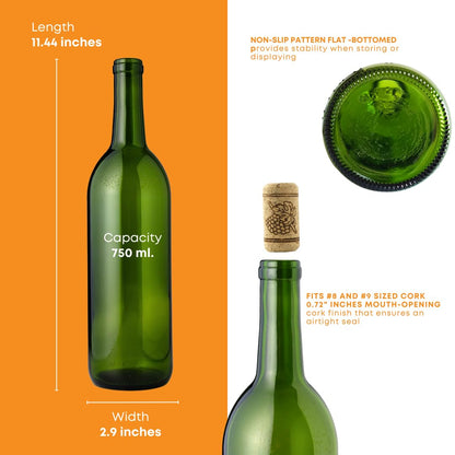 FastRack W5 - Botellas de vino verde champaña (750 ml, 6 unidades)
