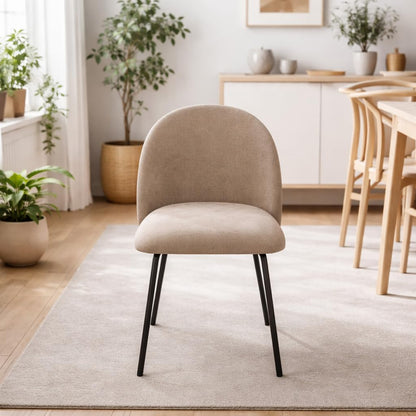 TUGOW Silla para Comedor Super Soft Tapizada con Tela Color Gris Topo - Madera Industrializada, Metal y Tela