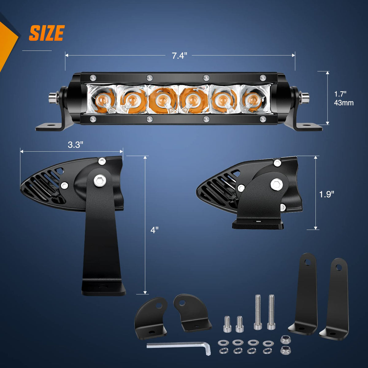 Nilight - Barra de luz LED ámbar 2 unidades de 7 pulgadas, 30 W, punto 3000 lm, súper delgada, 3D, niebla todoterreno, luces de trabajo para camiones, camionetas, SUV, ATV, UTV, barco, 4 x 4