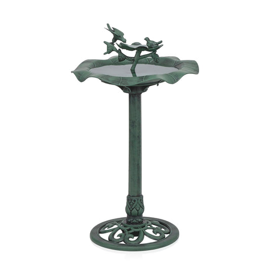 Alpine Corporation Bebedero de Pájaros con Flor de Loto para Exteriores de 33" de Alto, Verde
