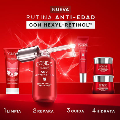 POND'S Sérum Facial Age Miracle Ultimate Youth con Hexyl-Retinol para una piel más firme, luminosa y joven, disminuye las líneas de expresión y las manchas 30 ml