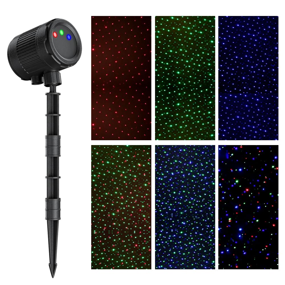VanSmaGo Proyector Láser de Luces de Navidad para Exterior, Láser de 3 Colores, Espectáculo de Luces de Luciérnaga con Mando a Distancia RF, Regalo de Navidad, Decoración del Hogar, Jardín