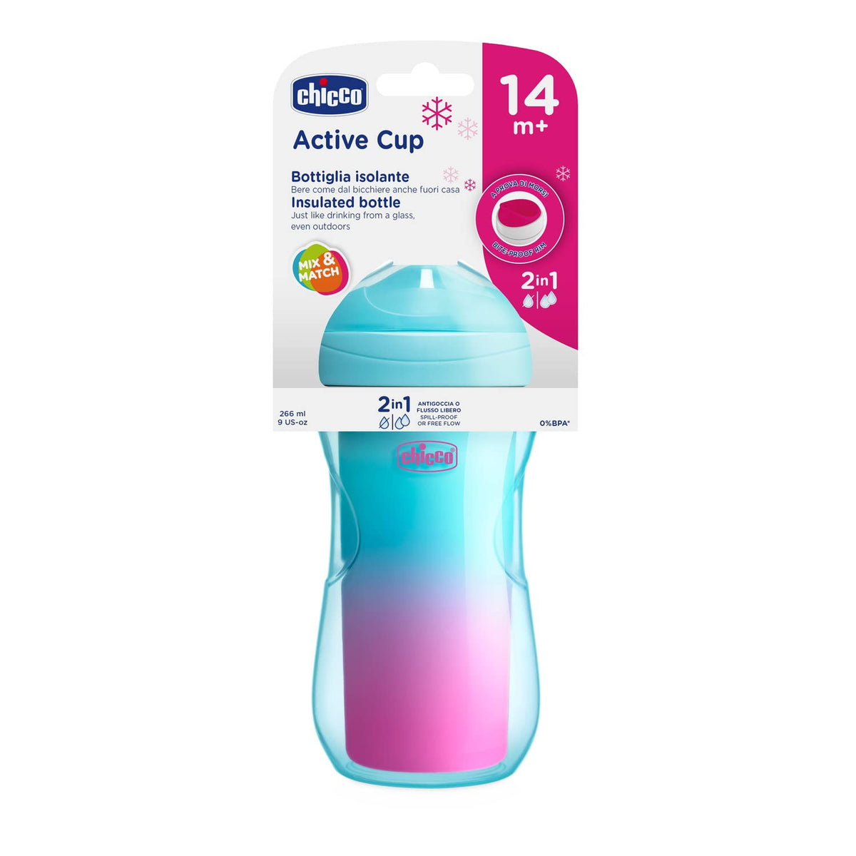 CHICCO, Vaso Entrenador Active, 14m+, Color Rosa
