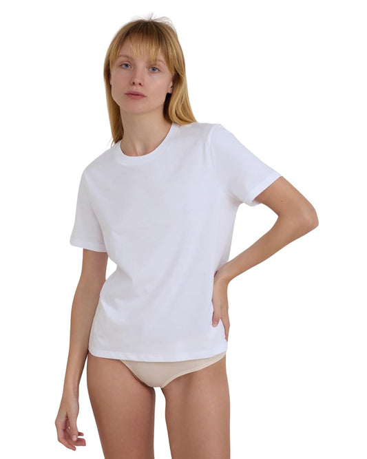 Organic Basics True Regular - Playera de Manga Corta con Cuello Redondo para Mujer
