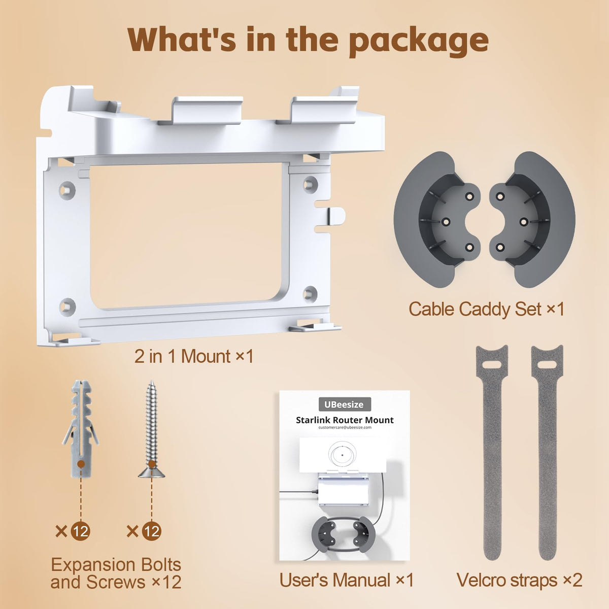UBeesize Starlink Mount, estándar Gen 3 Router Wall Mount con Soporte de Cable, Soporte de Pared Todo en uno para Starlink Standard V3 Mesh Router y Fuente de alimentación