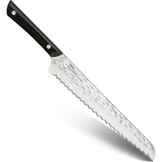 Kai PRO - Cuchillo para pan de 9 pulgadas, serrado, acero inoxidable AUS6M, mango POM, certificado NSF