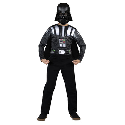 Star Wars Darth Vader - Juego de Caja de Pecho Muscular para jóvenes, Parte Superior Acolchada y Capa con máscara de plástico, Talla S (4-7) Multicolor