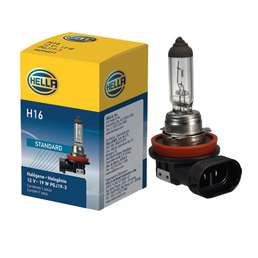 Hella Foco Standard H16 Halógeno con Cristal de Cuarzo y Terminal de Acero Inoxidable, 19 W