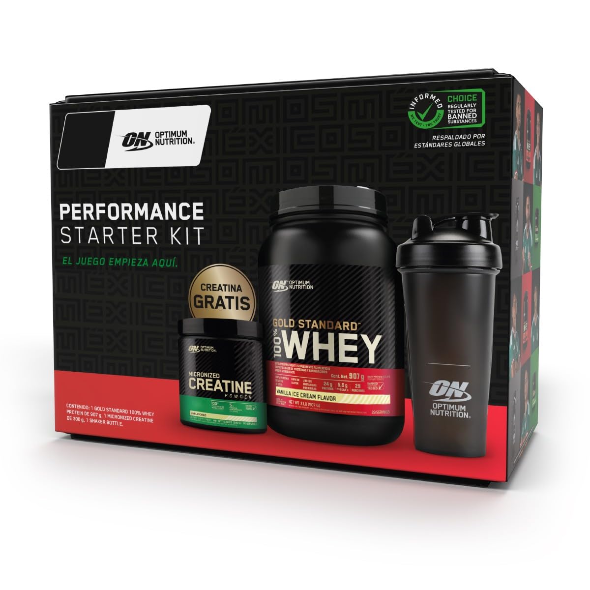 ON Starter Kit - Proteína ON Whey 2 lb vainilla + Creatina 300g + Shaker | Incluye Shaker