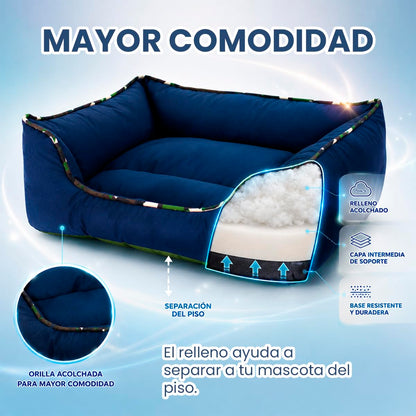 Fancy Pets Cama Corgi para Perros Chica 53 x 44 x 22 cm Azul Cama Acolchada con Orilla Suave Lavable y Resistente para Descanso Diario