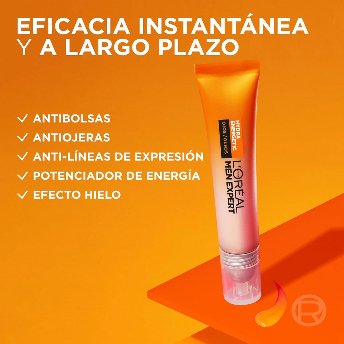 L'Oreal Paris Roll On Crema para Ojos, Men Expert, 10 ml | Fórmula para hombre con efecto hielo, vitamina C y cafeína que Hidrata 24 horas y reduce ojeras en rutinas de día o de noche