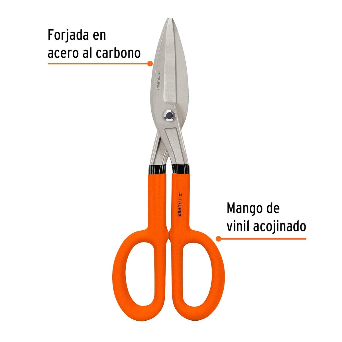 Truper TH-14, Tijera para hojalatero en acero al alto carbono, 14"