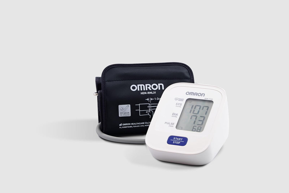OMRON Baumanómetro de Brazo HEM-7120, Compatible App Connect | Brazalete universal 22-42 cm. Detecta latidos irregulares y error de movimiento. Memoria de última lectura. Garantía 5 años.