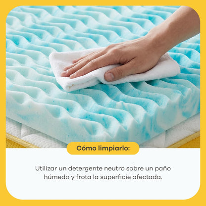 Nooz Cubre Colchón Individual Memory Foam Infusionado con Gel, sobre Colchón Fresco, Colchoneta Espuma Memory Foam 5cm, Suaviza tu Colchon