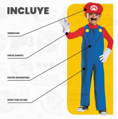 Disguise - Disfraz de Mario para niños pequeños de Super Mario Brothers de Nintendo, talla media/3T-4T