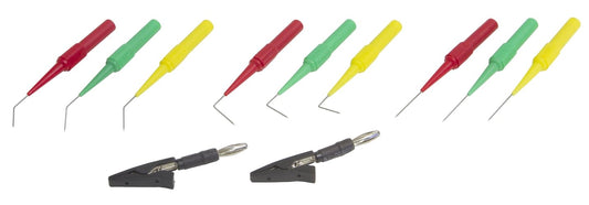 Lisle 64750 Juego de 11 sondas traseras y Pinzas de cocodrilo, Rojo, Verde, Amarillo, Negro