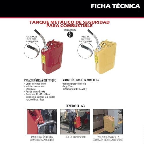 Dogotuls TK3002 Tanque Dogotuls 20L para Diesel, color Amarillo,