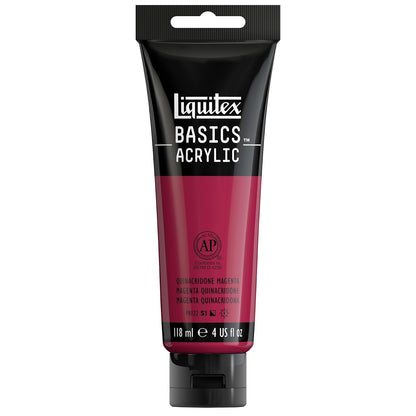 Liquitex Basics Pintura Acrílica, Tubo de 4 oz - Quinacridone Magenta - Tubo de 4 oz