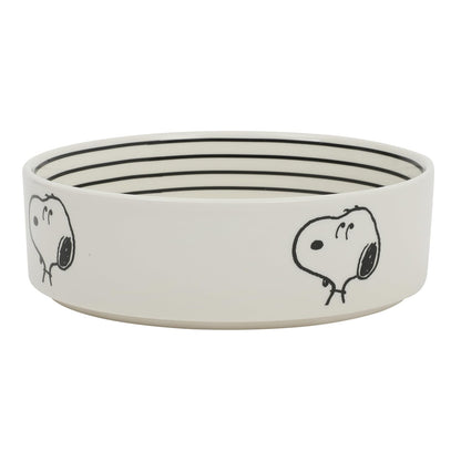 Peanuts Snoopy - tazón para perros con diseño de hueso, tazón de agua o comida de gres de 6.5 pulgadas para perros pequeños a medianos, bonito plato de dibujos animados para mascotas, duradero y fácil