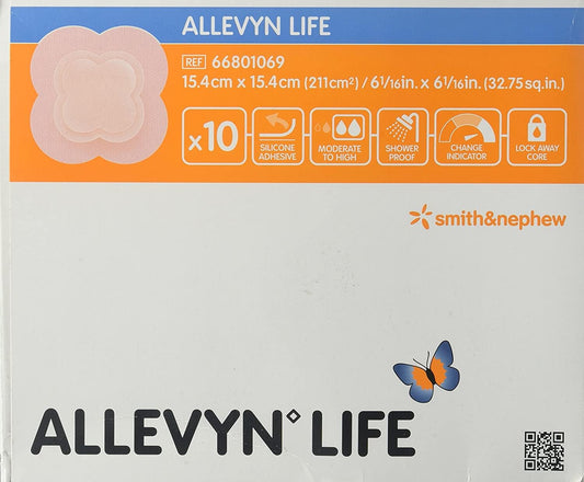 Smith+Nephew ALLEVYN Life - Apósito para heridas, 10 cm x 10 pulgadas