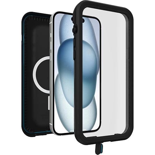 OtterBox - Funda Impermeable para iPhone 15 Plus y iPhone 14 Plus Serie FR, con MagSafe (diseñada por LifeProof), Color Negro, Impermeable, 60% plástico Reciclado, Elegante y Elegante