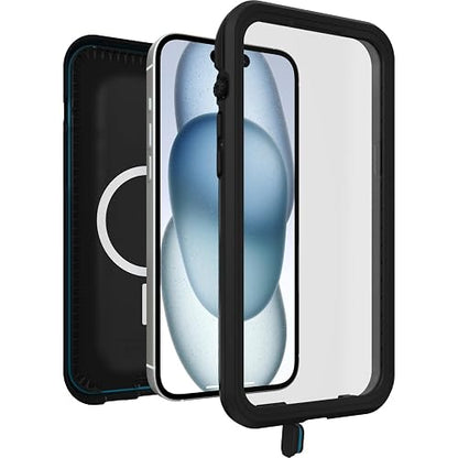 OtterBox - Funda Impermeable para iPhone 15 Plus y iPhone 14 Plus Serie FR, con MagSafe (diseñada por LifeProof), Color Negro, Impermeable, 60% plástico Reciclado, Elegante y Elegante