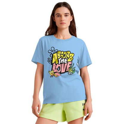 Bob Esponja Absorb The Love Playera Casual para Mujer Fit Regular