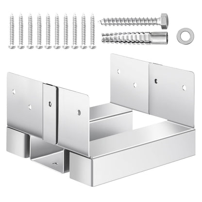 VEVOR Base para Postes, Anclaje para Postes de Hormigón, Acero al Carbono Galvanizado de Alta Resistencia con Separación de 2,54 cm, para Pérgolas de Hormigón y Patios, 144,6 x 141,5 x 80,7 mm