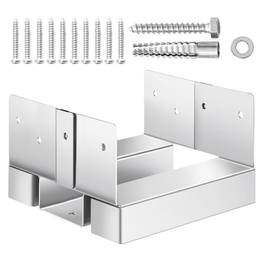 VEVOR Base para Postes, Anclaje para Postes de Hormigón, Acero al Carbono Galvanizado de Alta Resistencia con Separación de 2,54 cm, para Pérgolas de Hormigón y Patios, 144,6 x 141,5 x 80,7 mm