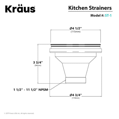 Kraus ST-1 Colador de acero inoxidable, 5 x 5 x 5 pulgadas
