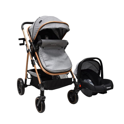 Infanti - Carriola para Bebé WELLY - Tavel System De 0 Meses a 3 Años, Hasta 15 kg - Convertible a Bambineto - Sistema de viaje -Color Gris