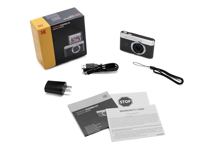 Kodak PIXPRO C1 - Cámara Digital con Zoom Compatible con 13 MP, Punto Compacto y Disparo con visualización LCD abatible de 2.8 Pulgadas y 180°, diseño Retro clásico con Zoom 4X y Video Full HD 1080P