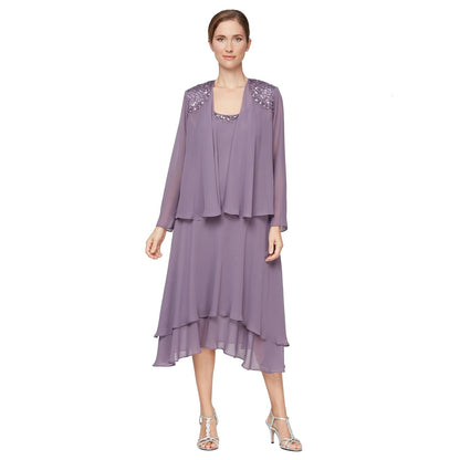 S.L. Fashions Vestido de Encaje con Lentejuelas Alto-Bajo - icy orchid - 8
