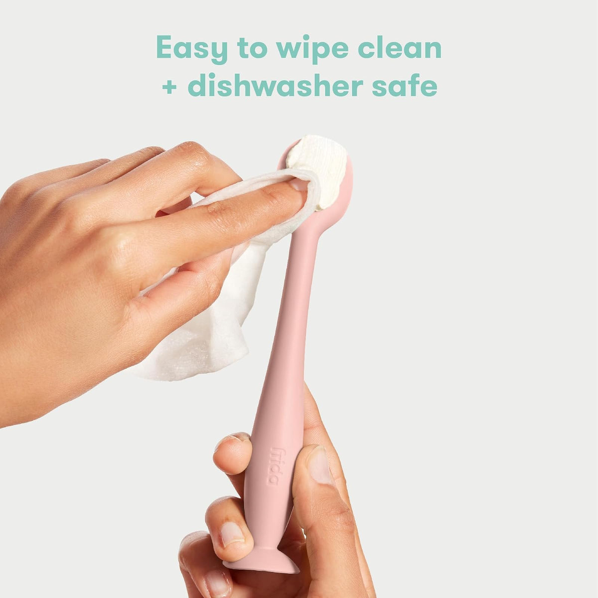 Frida Baby Espátula para Crema de Pañal de Silicona | Rosa, 100% silicona, sin BPA, higiénico, base de ventosa, fácil limpieza