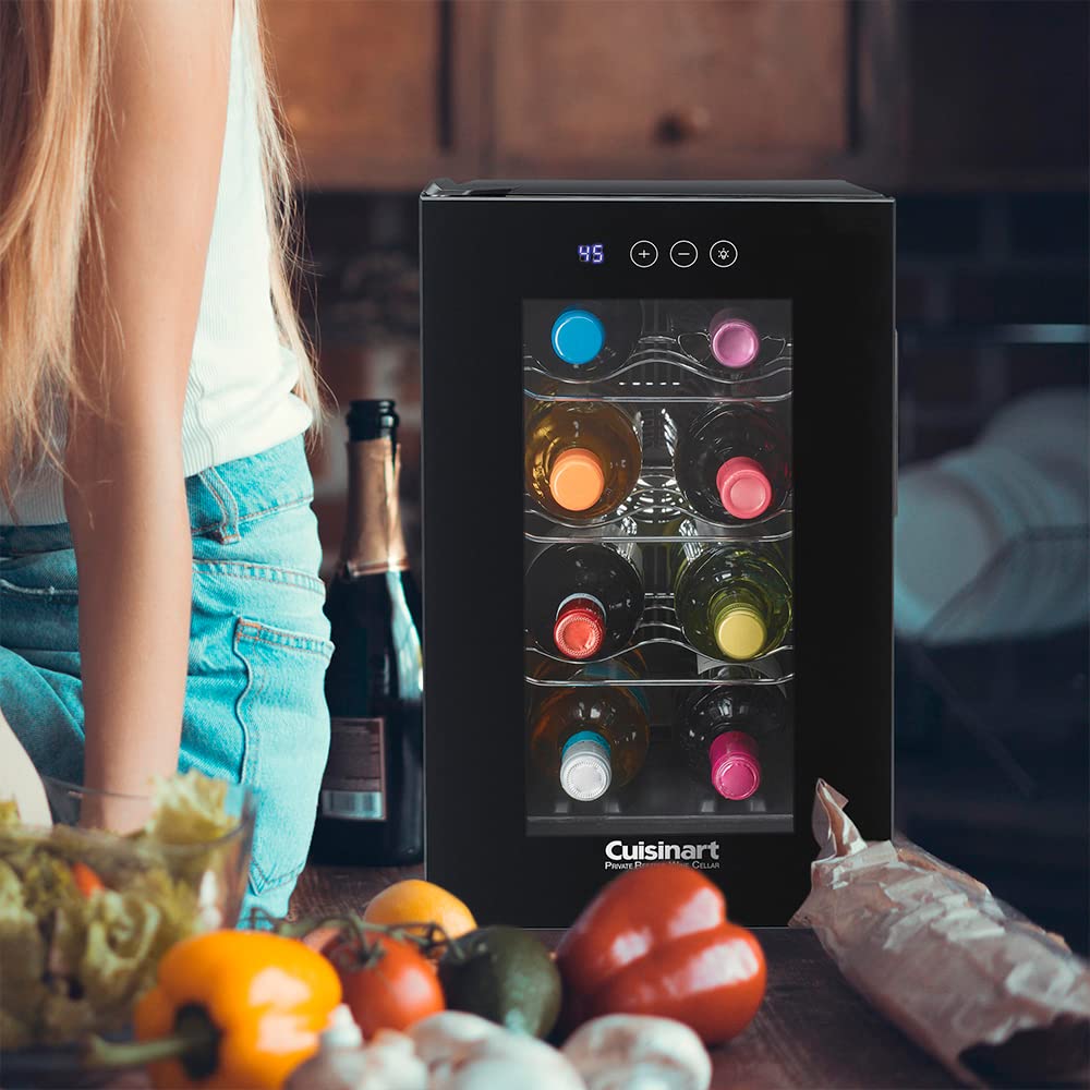 Cuisinart Enfriador de Vino 8 Botellas CWC-800CEN Acero Inoxidable | Enfria hasta 8 botellas, temperatura ajustable 4°-20°C, sistema silencioso y pantalla LED táctil. Botellas de 750 ml y 900 ml