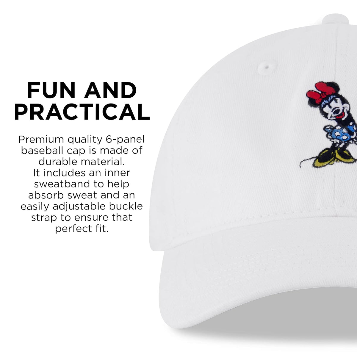 Disney Baseball Cap, Minnie Mouse Adjustable Hat for Adult Gorra de béisbol Mujer