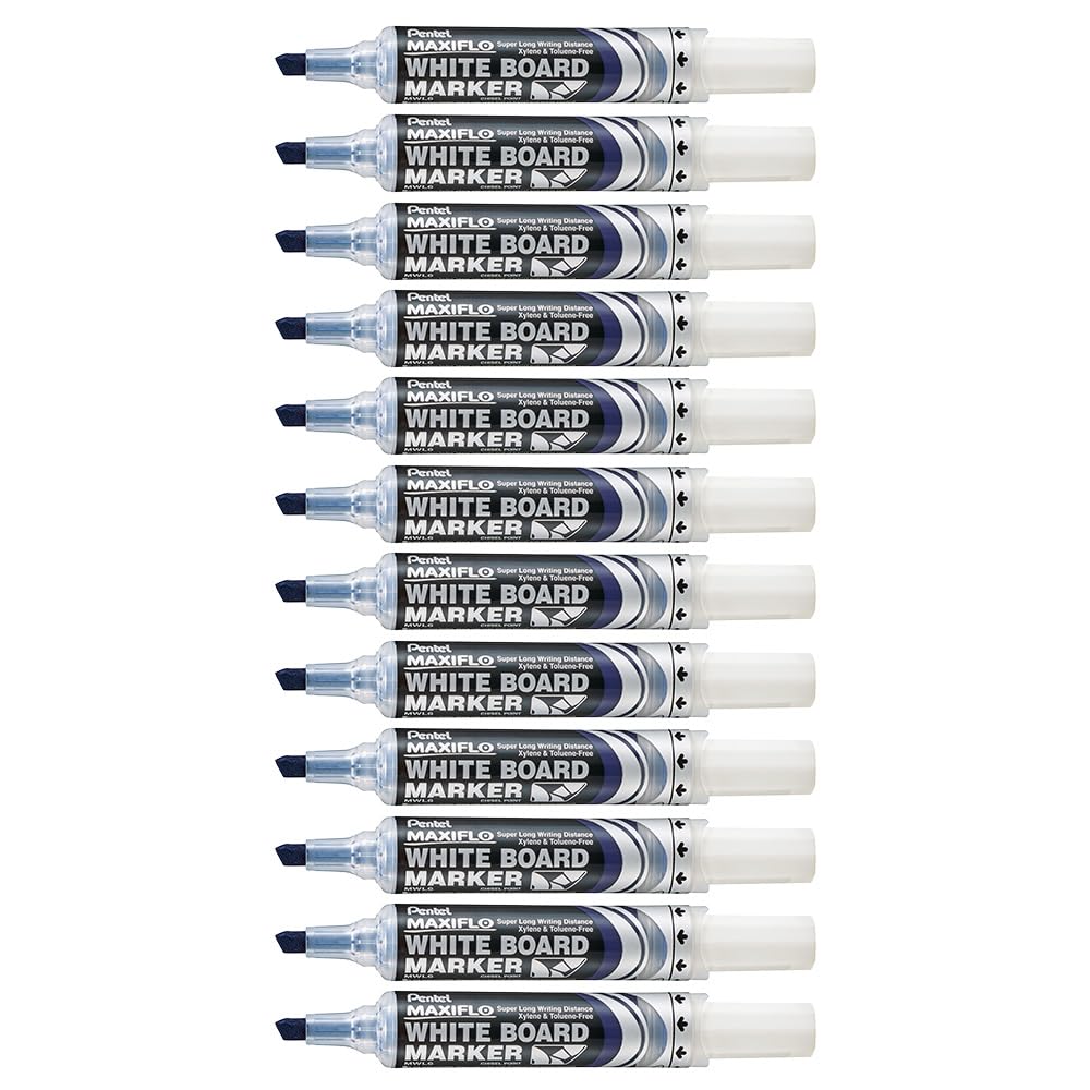 Pentel MaxiFlo Marcador para Pizarrón Blanco Caja con 12 Piezas - Azul