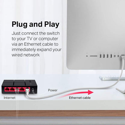 MERCUSYS Switch de Escritorio MS105G, Puertos LAN Gigabit LAN de 5 * 10/100 / 1000Mbps, 2 Años de Garantía, Color Negro