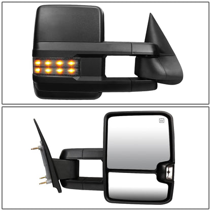 DNA Motoring Espejo de Remolque Alimentado + Calor + LED Ahumado Derecho Pasajero para Tahoe/Yukon 03-07 TWM-015-T888-BK-SM-R