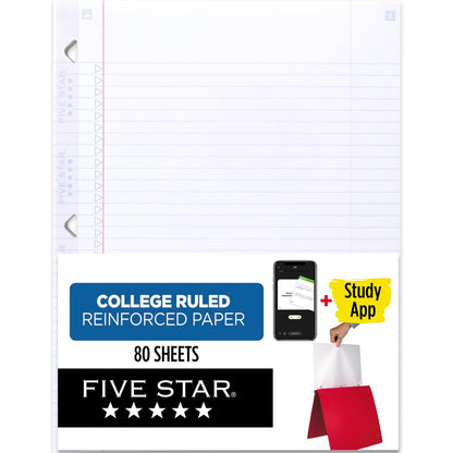 Five Star Papel Carta Rayado 80 Hojas con Perforaciones Triangulares Reforzadas