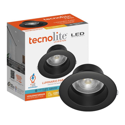 Tecnolite - Lámpara Empotrable de Techo Downlight LED 10 W, Luz de Día, No atenuable, Multivoltaje