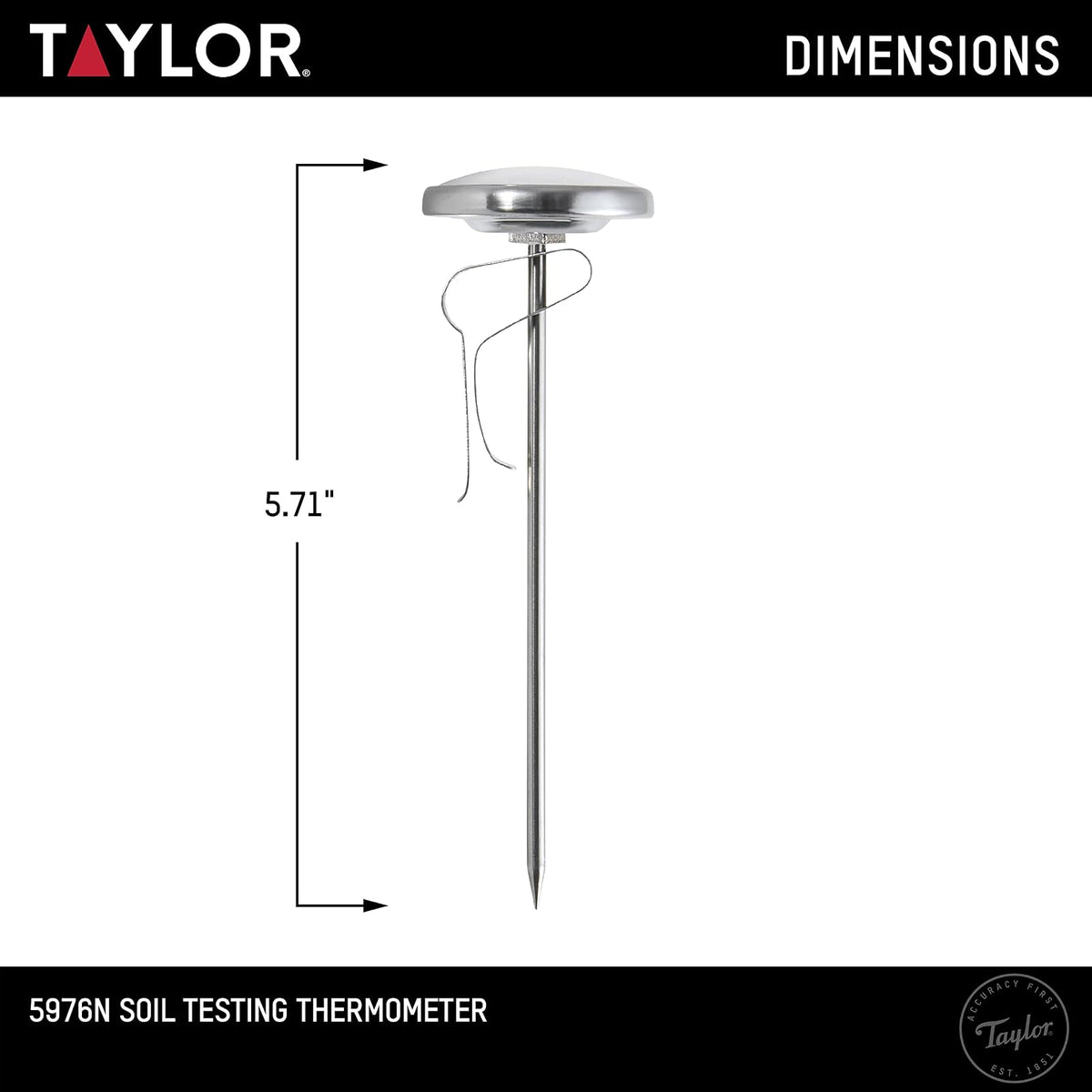 Taylor Termómetro de Piso, Herramienta de Jardinería para Cuidado de Plantas, Césped, Granja, Uso al Aire Libre, Tallo de 4 Pulgadas
