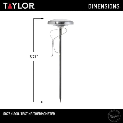 Taylor Termómetro de Piso, Herramienta de Jardinería para Cuidado de Plantas, Césped, Granja, Uso al Aire Libre, Tallo de 4 Pulgadas