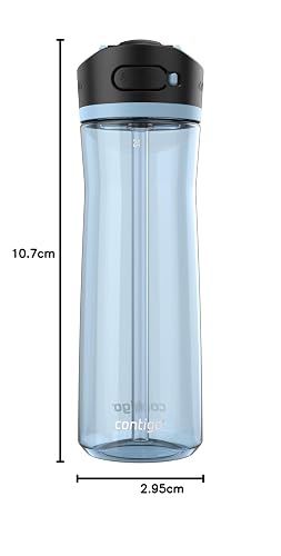 Contigo Botella de Agua Plástico Libre de BPA 710 ML Glaciar con Popote Ashland 2.0 Antiderrames Seguro para Viajar