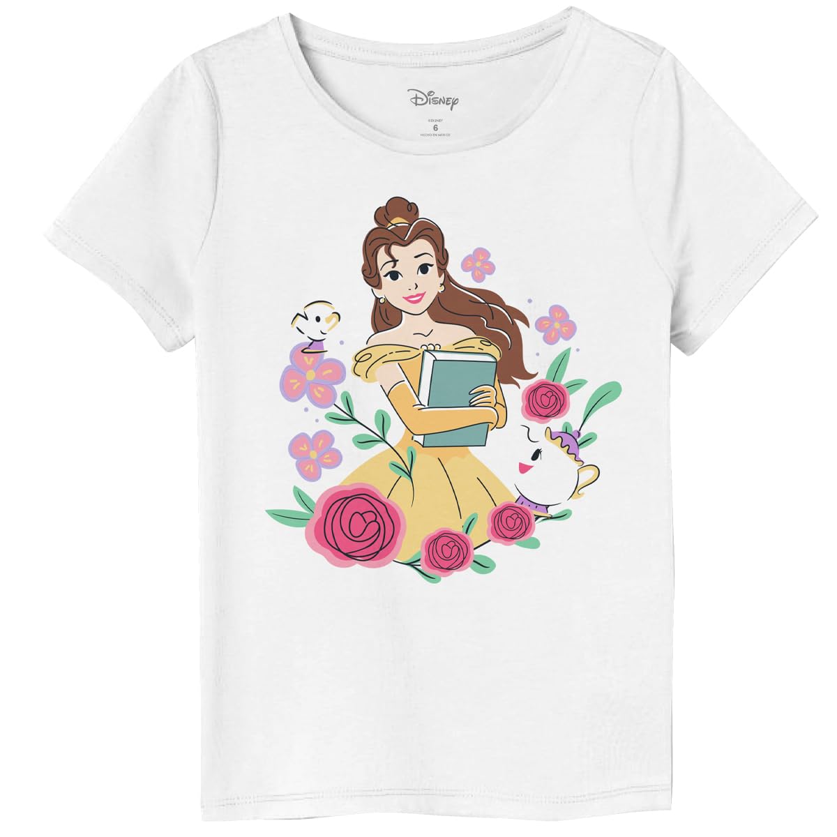 Disney Princesas Bella Playera Estampada para Niñas, Blanco