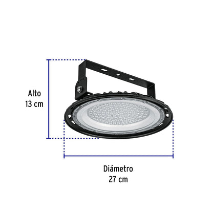 Volteck HB-100L, Luminario LED 100 W High Bay, luz blanca fría 6500K, color negro