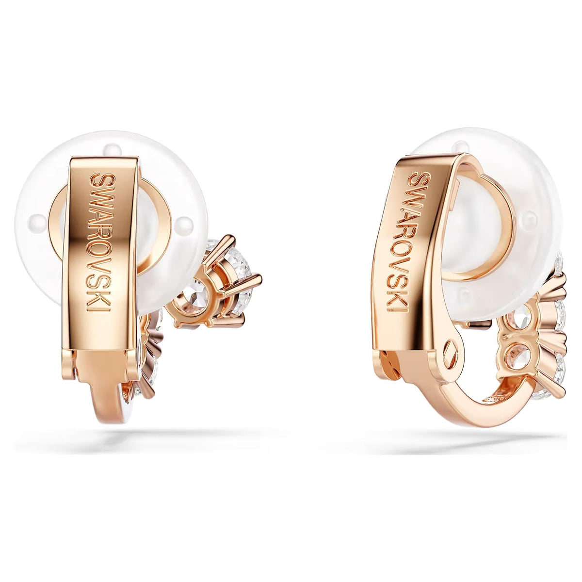 Pendientes de clip Matrix, Talla redonda, Blancos, Acabado en oro rosa de 18 quilates