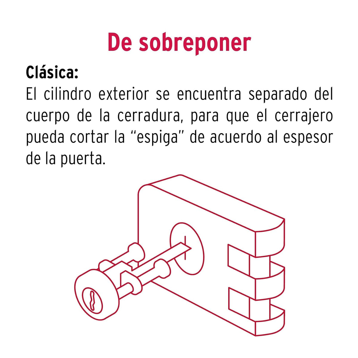 Hermex CS-60D, Cerradura de sobreponer para puertas corredizas (derecha), llave tradicional