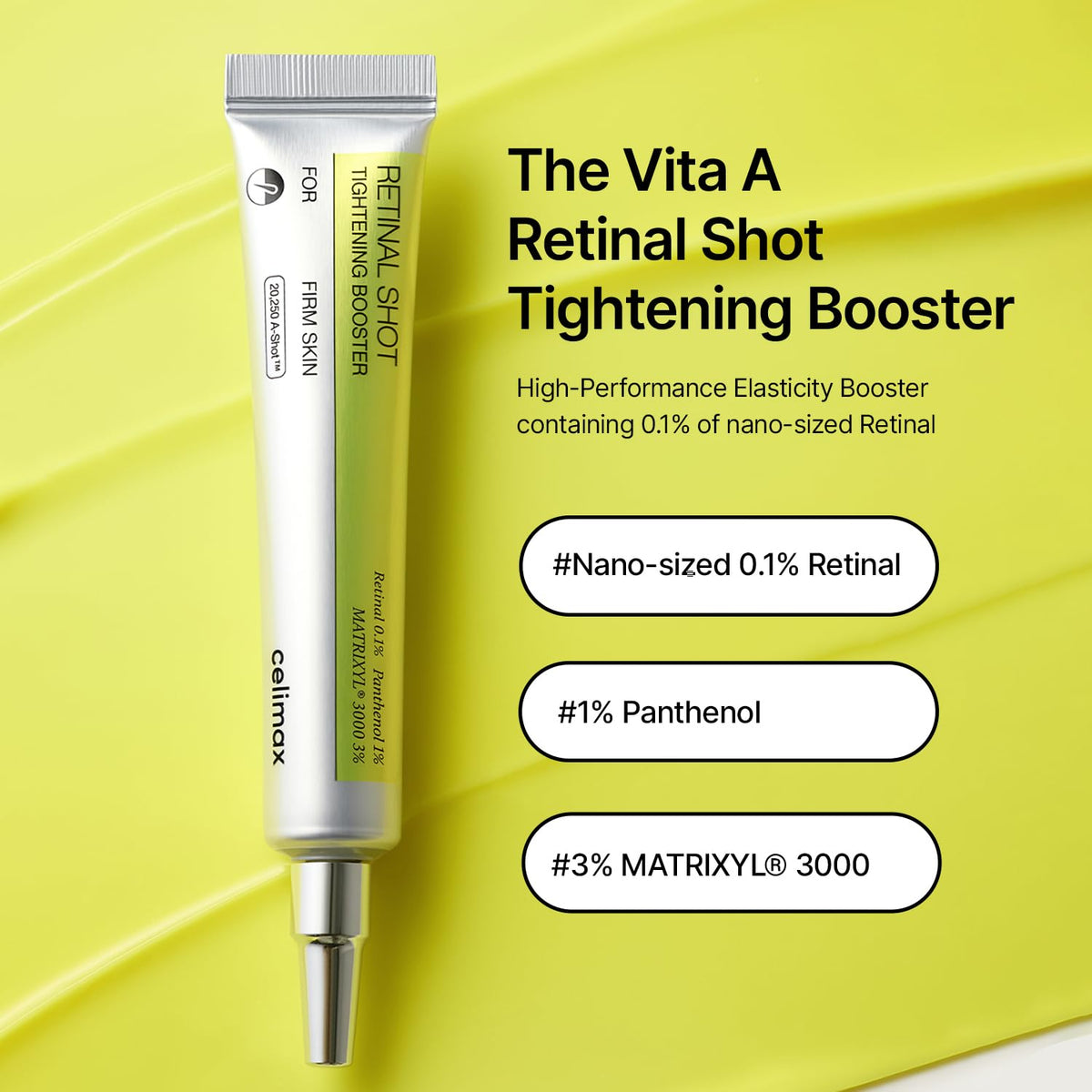 El potenciador reafirmante Vita A Retinal Shot | con retina liposomada, Matryxyl, minimizador de poros, arrugas y líneas finas, piel más firme, 15 ml