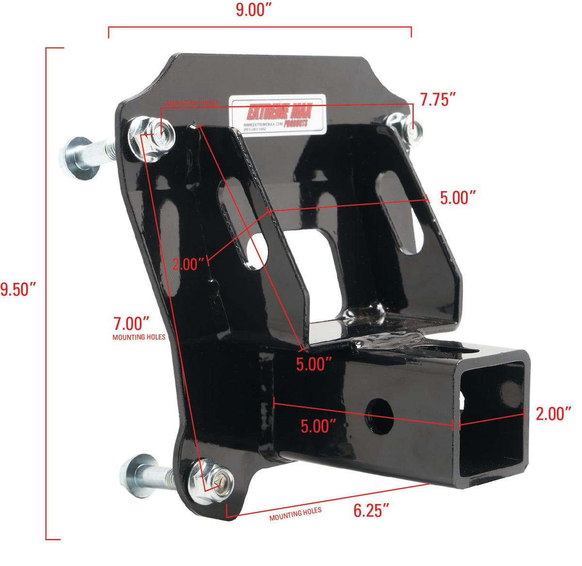 Extreme Max Receptor Trasero de 2 Pulgadas para Honda Talon, Negro